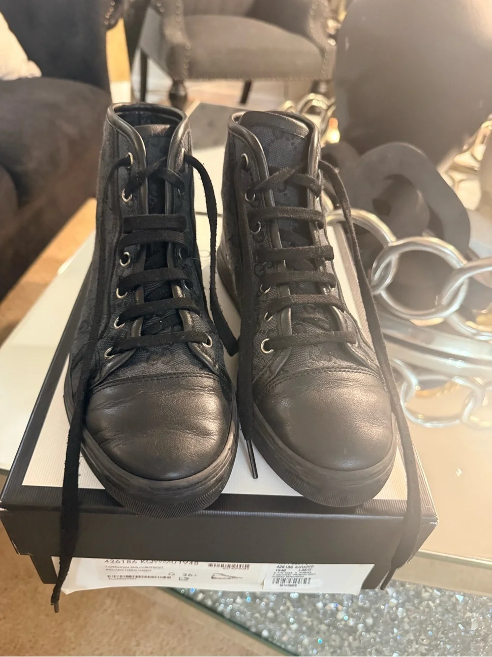 Gucci Black High-Top GG Canvas Sneaker